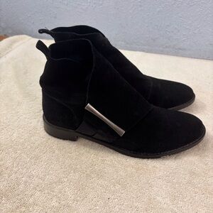 Johnston & Murphy Black Ankle Booties SZ 6.5 M Suede Leather Black Flex Sides